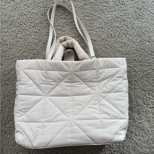 Elegant beige Quilted Tote Bag